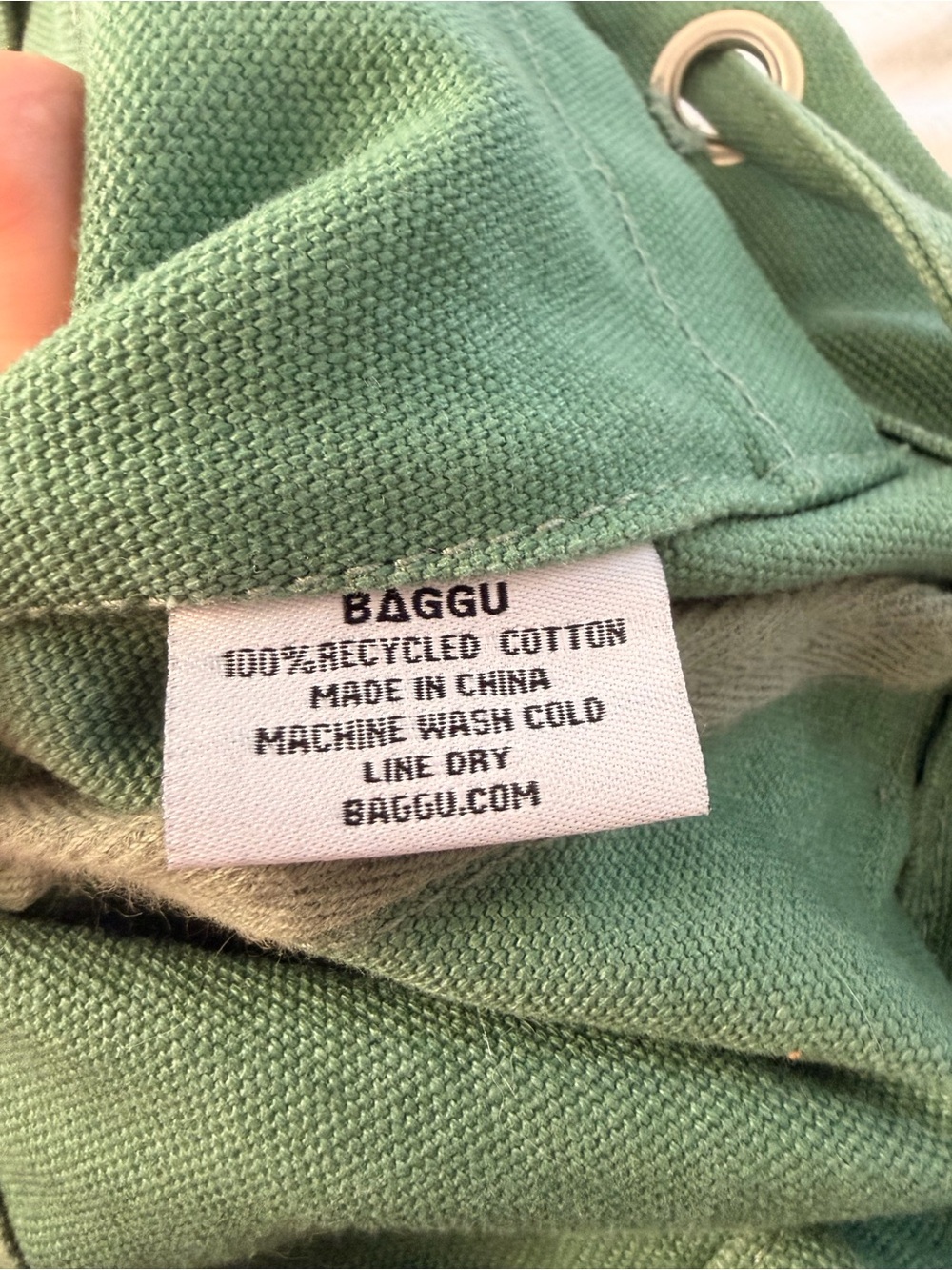 Green BAGGU Canvas Drawstring Backpack - Picture 5 of 8